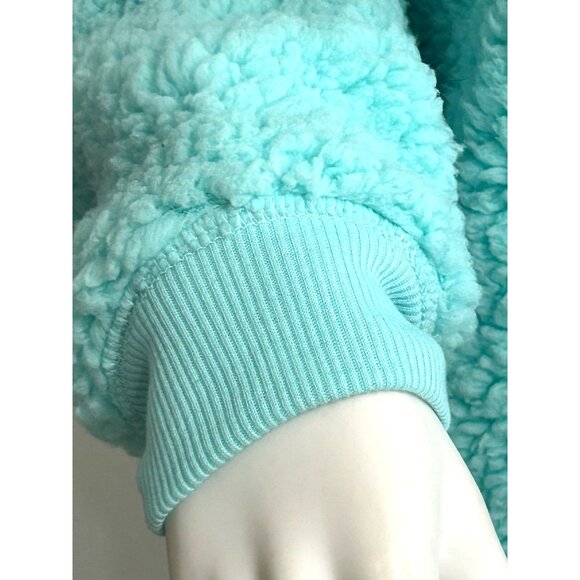 So Intimates Women’s Sweatshirt Blue Green M Sherpa Soft Cozy Casual Round Neck - Picture 12 of 13